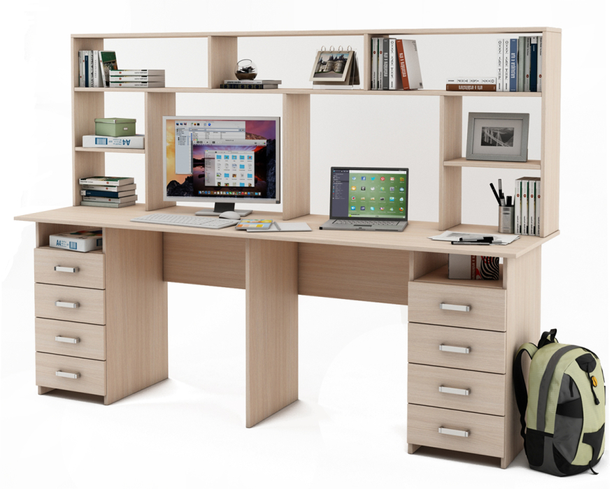 Прямые, Письменный стол Лайт-15 с надстройкой