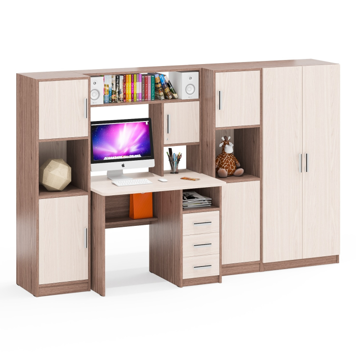 Домашние кабинеты, Уголок для школьника из стола с пеналами и платяного шкафа СК-9