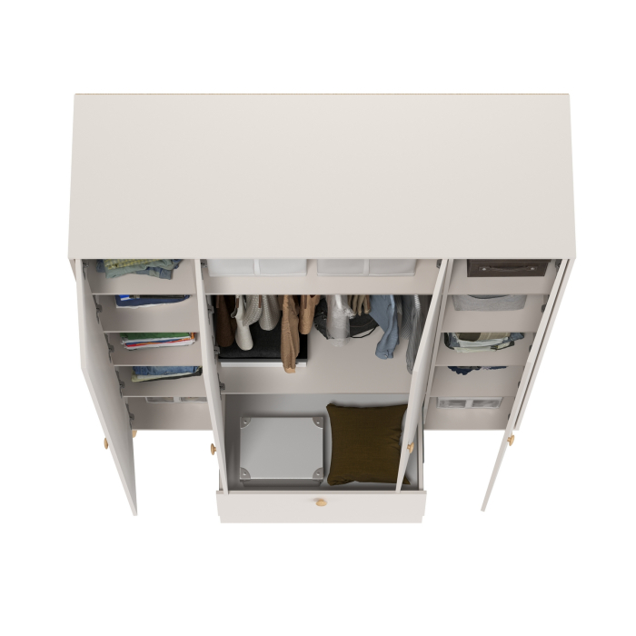 Для одежды, Шкаф 4-х дверный с двумя ящиками Афина 4-75930