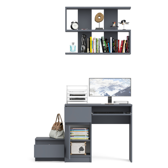 Прямые компьютерные столы, Стол компьютерный Мори МС-1 левый с тумбой и полкой 900