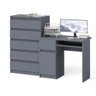 Домашние кабинеты, Стол компьютерный дверка и ящик слева МС-1 и высокий комод 5-ть ящиков Мори