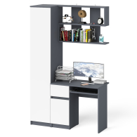 Прямые компьютерные столы, Пенал с дверкой Мори МШ400-1 с компьютерным столом МС-1 левый и открытой полкой на 900