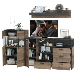 Комод с витриной с подсветкой с комодом с ящиком и дверкой и с комодом три ящика и ниша Трувор