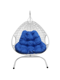 Подвесное кресло ДЛЯ ДВОИХ ЛЮКС с ротангом белое