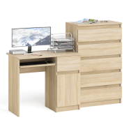 Домашние кабинеты, Компьютерный стол дверка и ящик справа МС-1 и комод высокий на 5-ть ящиков Мори