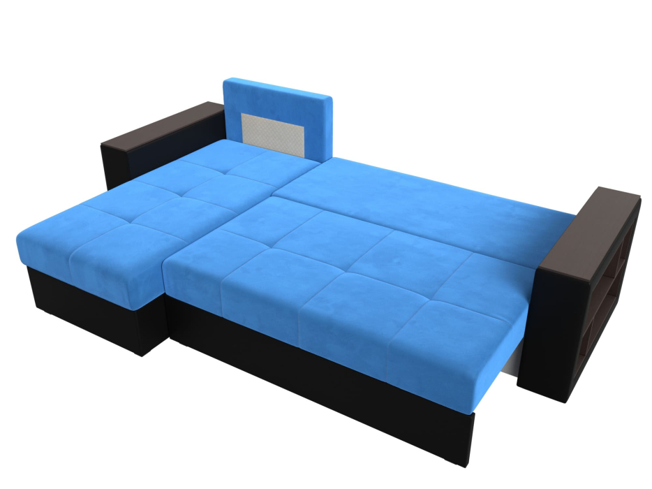 Диваны угловые в гостиную, Диван угловой Дубай Лайт, велюр/экокожа, левый угол