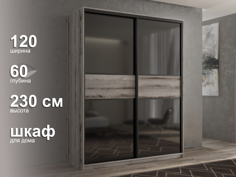 Шкафы-купе 2-х дверные, Шкаф-купе 2х дверный Кааппи 12 120х60