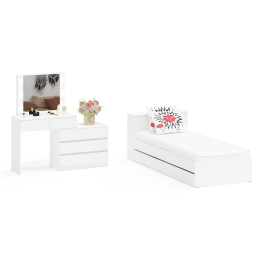 Стол косметический с подсветкой 110 с кроватью с выдвижными ящиками Ксения 900