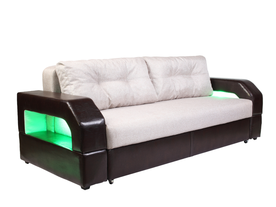 Диваны прямые, Диван-кровать еврокнижка, Манчестер 160 с подсветкой , рогожка/экокожа