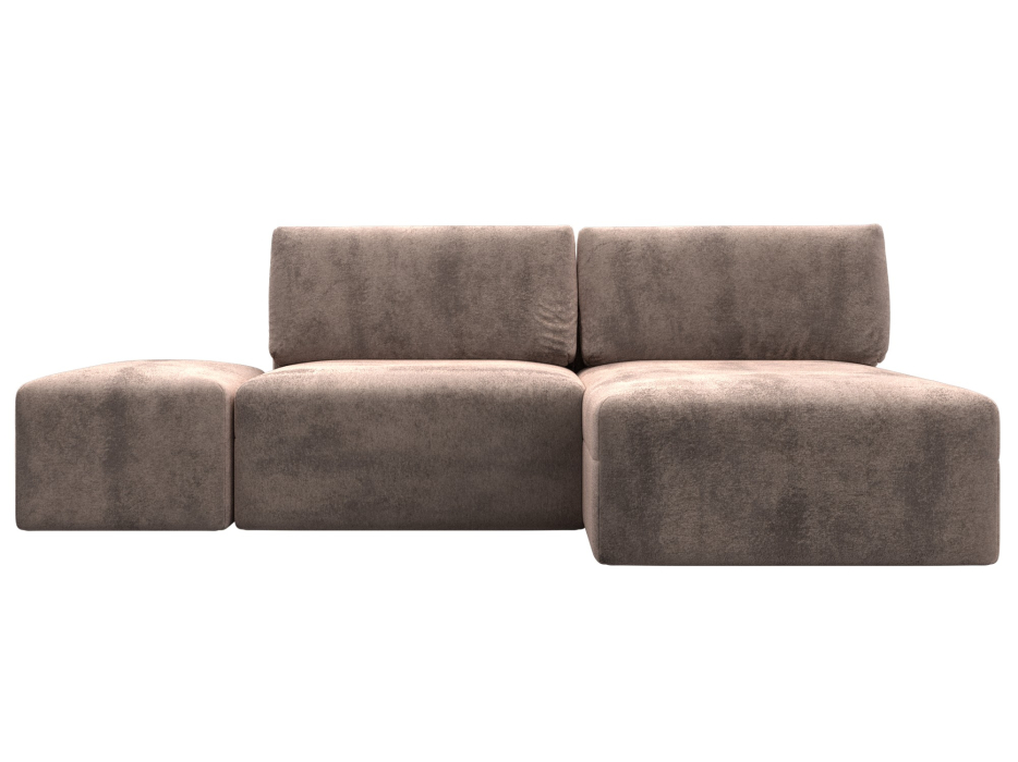 Диваны угловые в гостиную, Диван угловой модульный с пуфом Лига-060 НПБ угол универсальный, велюр TOWER