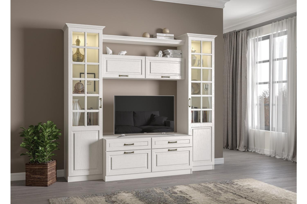 Стеклянные, Шкаф - витрина Ливерпуль Белый