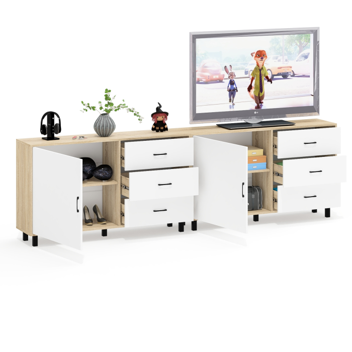 Комоды, Тумба-комод с двумя дверками и шестью ящиками 122-1504