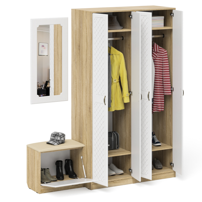 Прихожие, Прихожая П-6 компоновка № 8 МДФ фрезеровка ромб