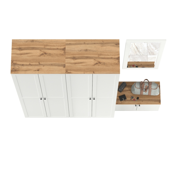 Прихожие, Тумба две дверки с навесным зеркалом и два шкафа Остин