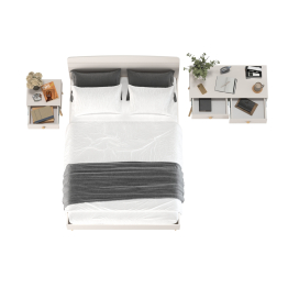 Кровать двуспальная Афина 1400 с прикроватной тумбой и столиком