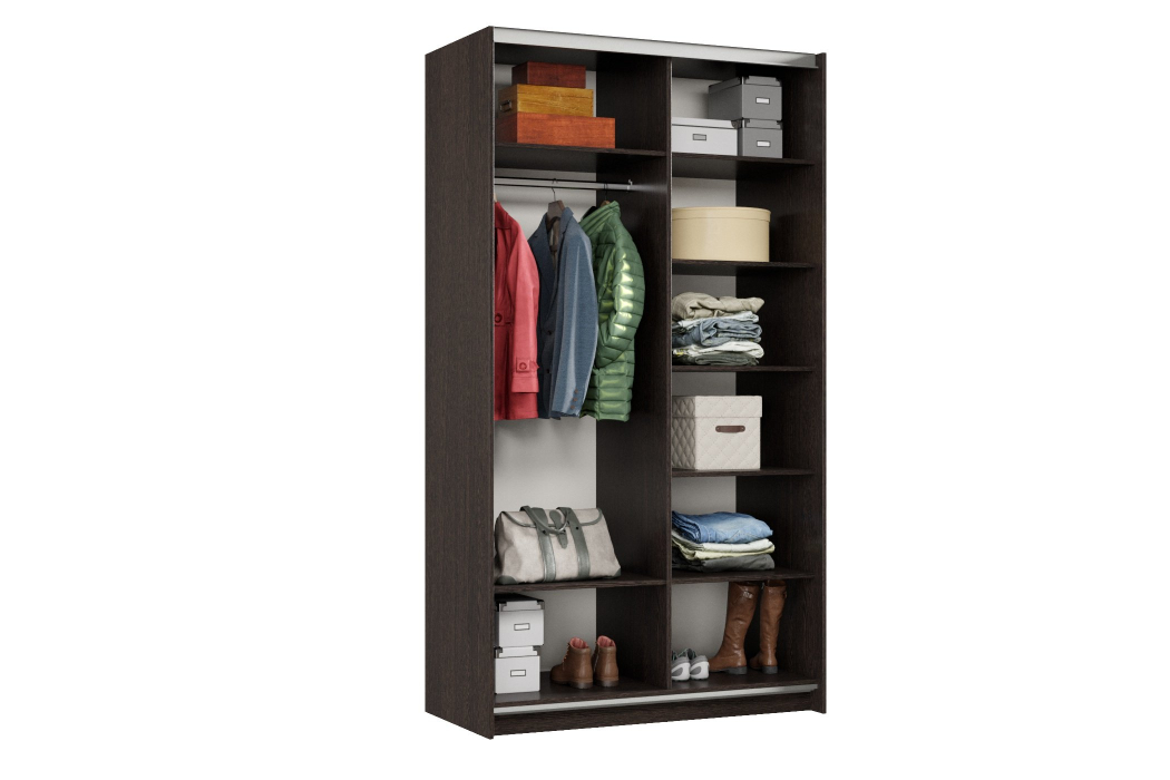 Шкафы-купе 2-х дверные, Шкаф-купе Smart 1224 2х дверный (фасады ЛДСП) профиль серебро