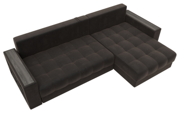 Диван угловой с декором и полкой Лига-050 НПБ, велюр SEVEN