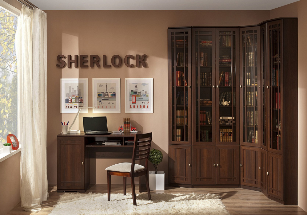 Угловые шкафы, Модульная система Sherlock (модуль 33) Шкаф для книг угловой