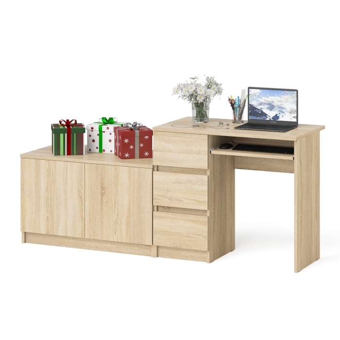 Прямые компьютерные столы, Компьютерный стол три ящика слева с тумбой 900 Мори