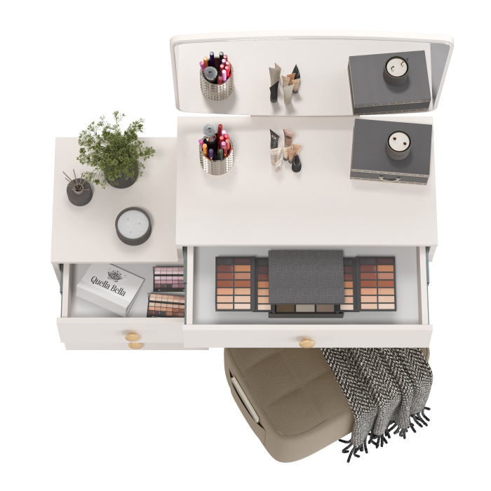 С зеркалом, Пуфик с карманом Вики и косметический столик Афина