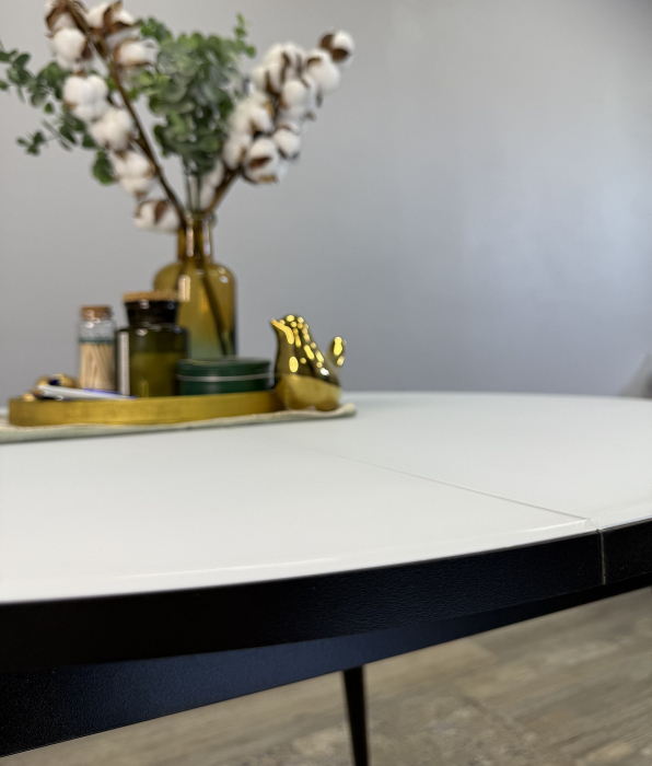 Обеденные столы, Стол Kenner K1000 раздвижной, стекло белое сатин