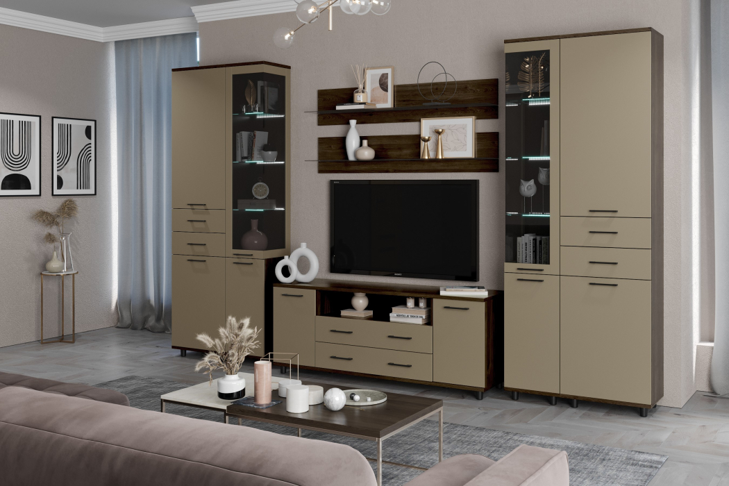 Стенки для гостиной, Модульная гостиная Грейс композиция 12  Гикори Джексон Темный