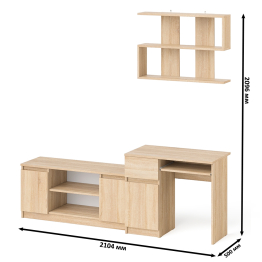 Стол однотумбовый компьютерный Мори МС-1 левый с полкой на 900 и тумбой на 1200