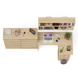 Набор мебели из углового компьютерного стола Мори МС-16 правого с книжной полкой и комода МК1200.10