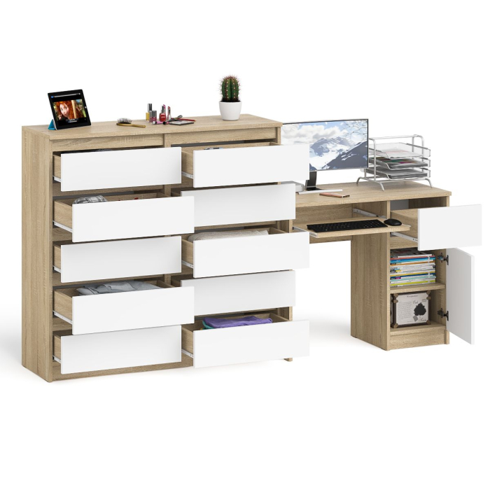 Компьютерные столы, Комод большой МК1200 10-ть ящиков Мори и стол компьютерный МС-1 правый