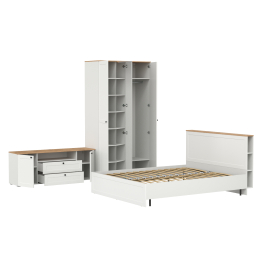 Спальня из кровати Остин 11.53 с основанием 1600 и 3-х дверного шкафа для одежды и ТВ-тумбы 16.47