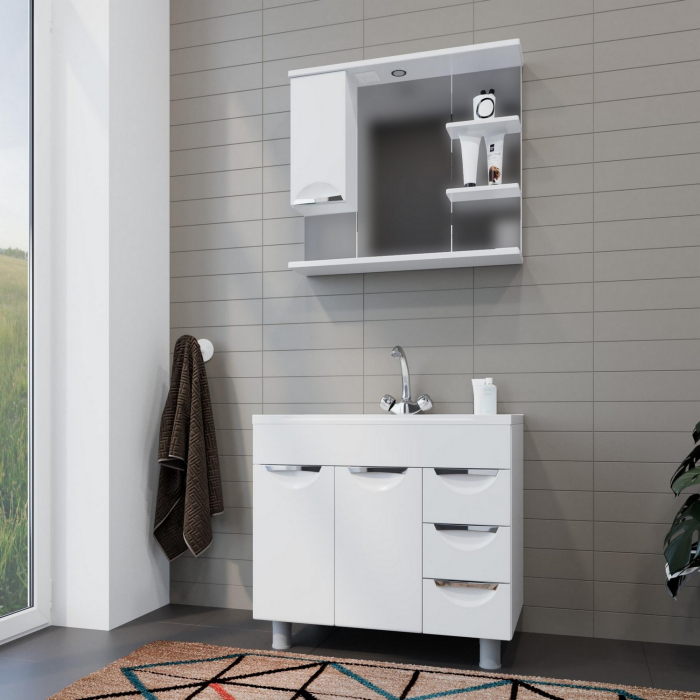 Стеллажи и полки, Шкаф навесной ЭТЬЕН-80 левый с подсветкой (ПВХ)