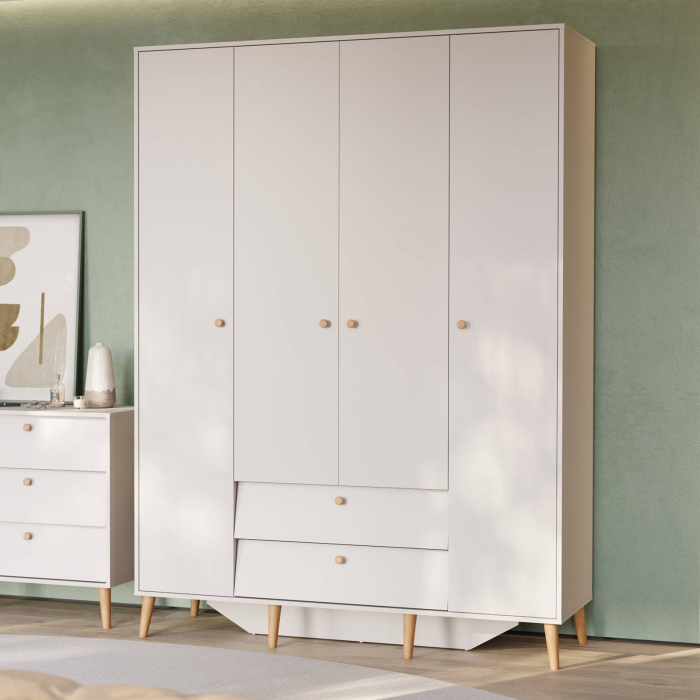 Для одежды, Шкаф 4-х дверный с двумя ящиками Афина 4-75930
