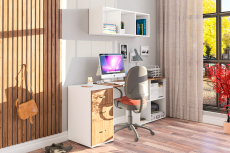 Домашние кабинеты, Универсальный письменный стол с тумбой с ящиками и верхней полкой Лидер-8