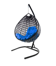 Подвесное кресло КАПЛЯ ЛЮКС с ротангом чёрное