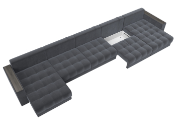 Диван П-образный с декором Лига-049 НПБ Мегалонг, велюр SEVEN