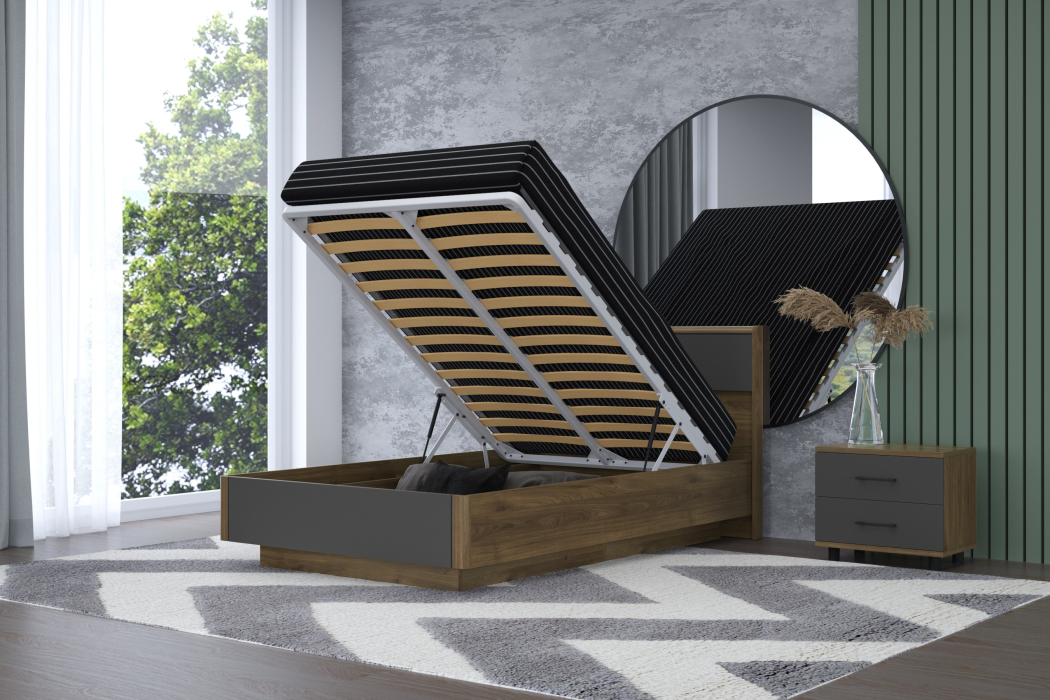 Кровати 120х200, Модульная система Грейс Кровать КР-4001  Гикори Джексон Темный