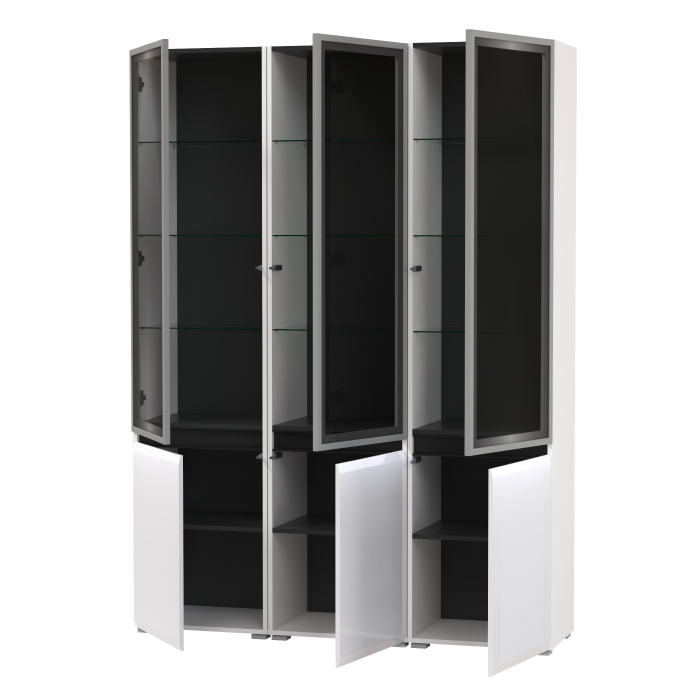 Шкафы распашные, Горка в гостиную с с тремя стеклянными дверками Сидней 13.201