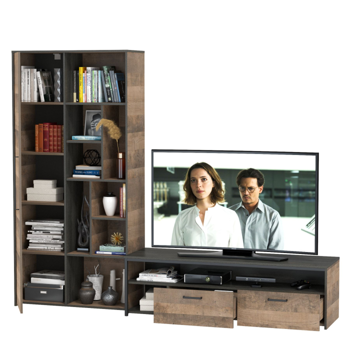 Стенки для гостиной, Тумба для ТВ и техники и шкаф-стеллаж с дверкой Трувор