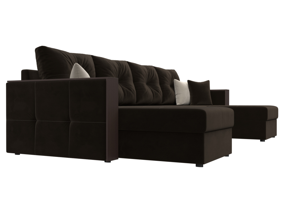 Диваны с ящиком для белья, П-образный диван Валенсия, микровельвет