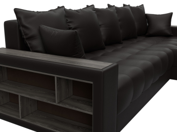 Диван угловой с декором и полкой Лига-050 НПБ, экокожа GRIFON