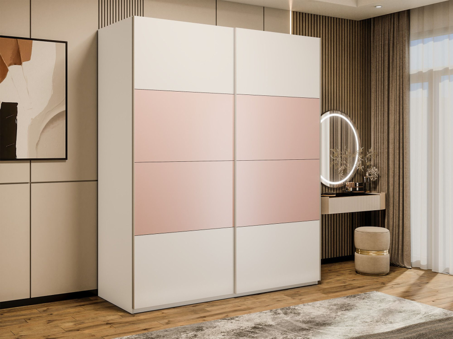 Шкафы-купе 2-х дверные, Шкаф-купе Эста 2-х дверный ДСП/Стекла пудра/Доводчик 200х66х240