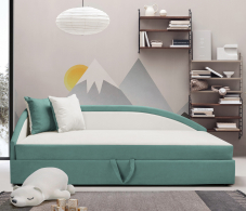 Мягкая кровать, Кровать тахта угловая Дельта с подъемным механизмом, велюр