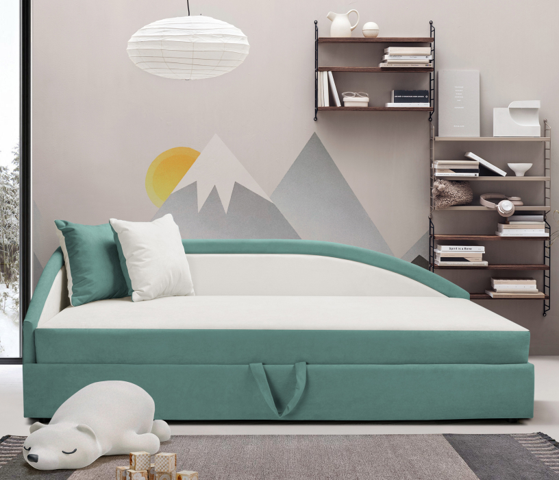 Мягкая кровать, Кровать тахта угловая Дельта с подъемным механизмом, велюр