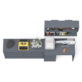 Большой комод на 6-ть ящиков Мори с компьютерным столом МС-1 левый и полка открытая на 900