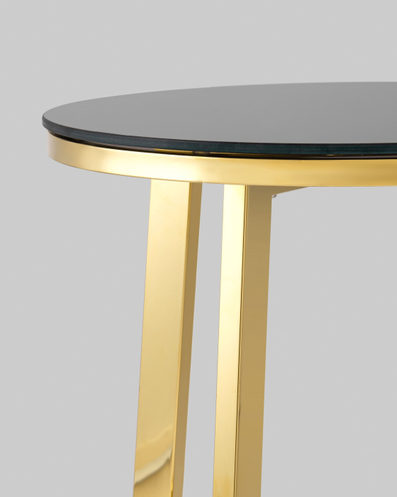 Журнальные столики, Журнальный стол АЛЬБА 50х50 (Стекло черное/Сталь золото)