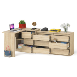 Комод Мори 1200 6 ящиков и компьютерный угловой стол МС-16 правый