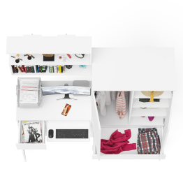 Компьютерный стол Мори МС-1 левый с полкой и шкаф-комодом