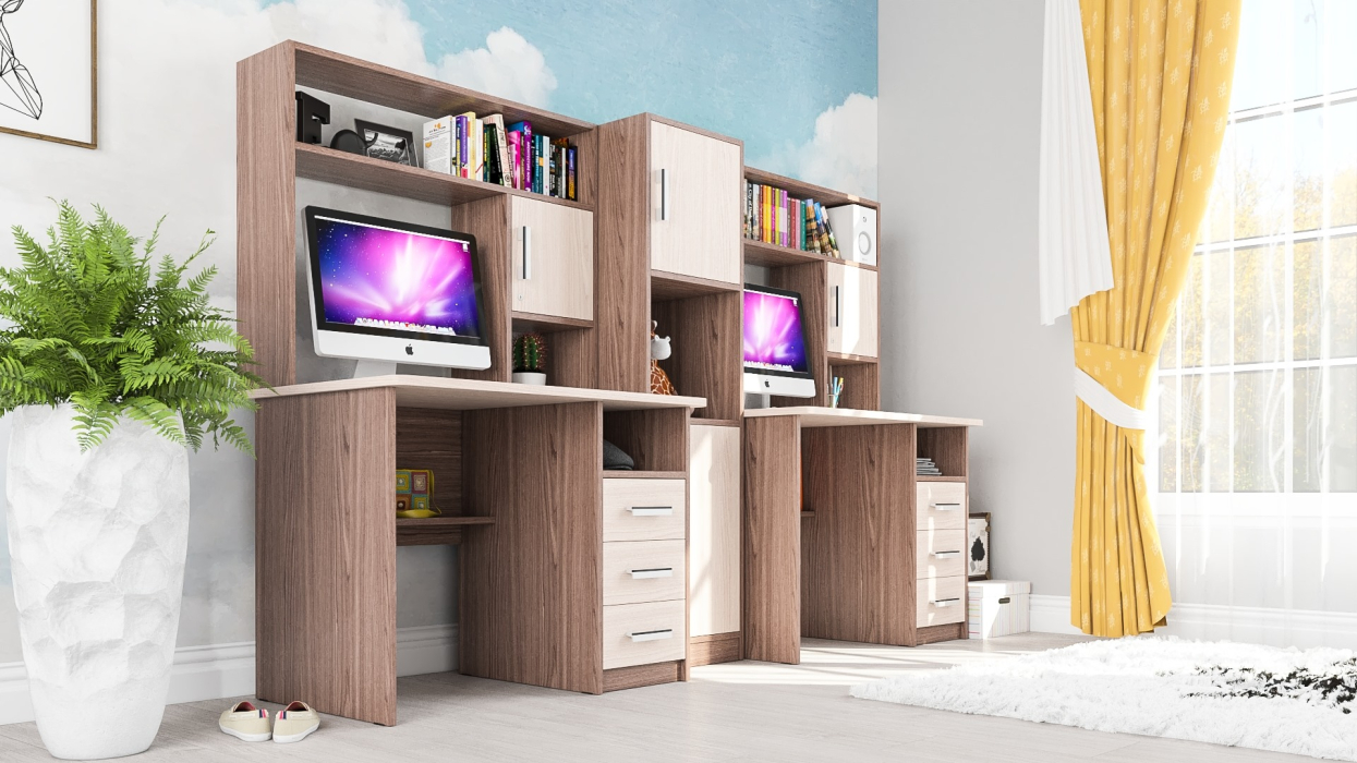 Домашние кабинеты, Стенка из компьютерных столов для двоих человек СК-9