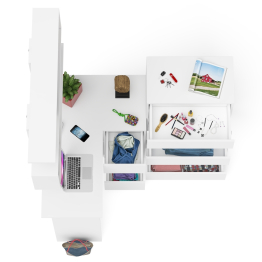 Комод Мори МК700.5 со столом компьютерным угловым МС-16 правым и открытой полкой 1200