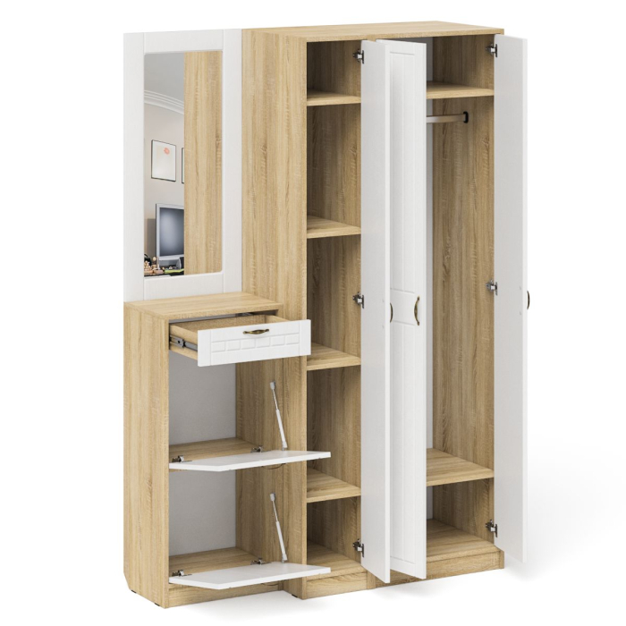 Прихожие, Модульная прихожая с зеркалом П-6-500 № 49 фрезеровка прованс